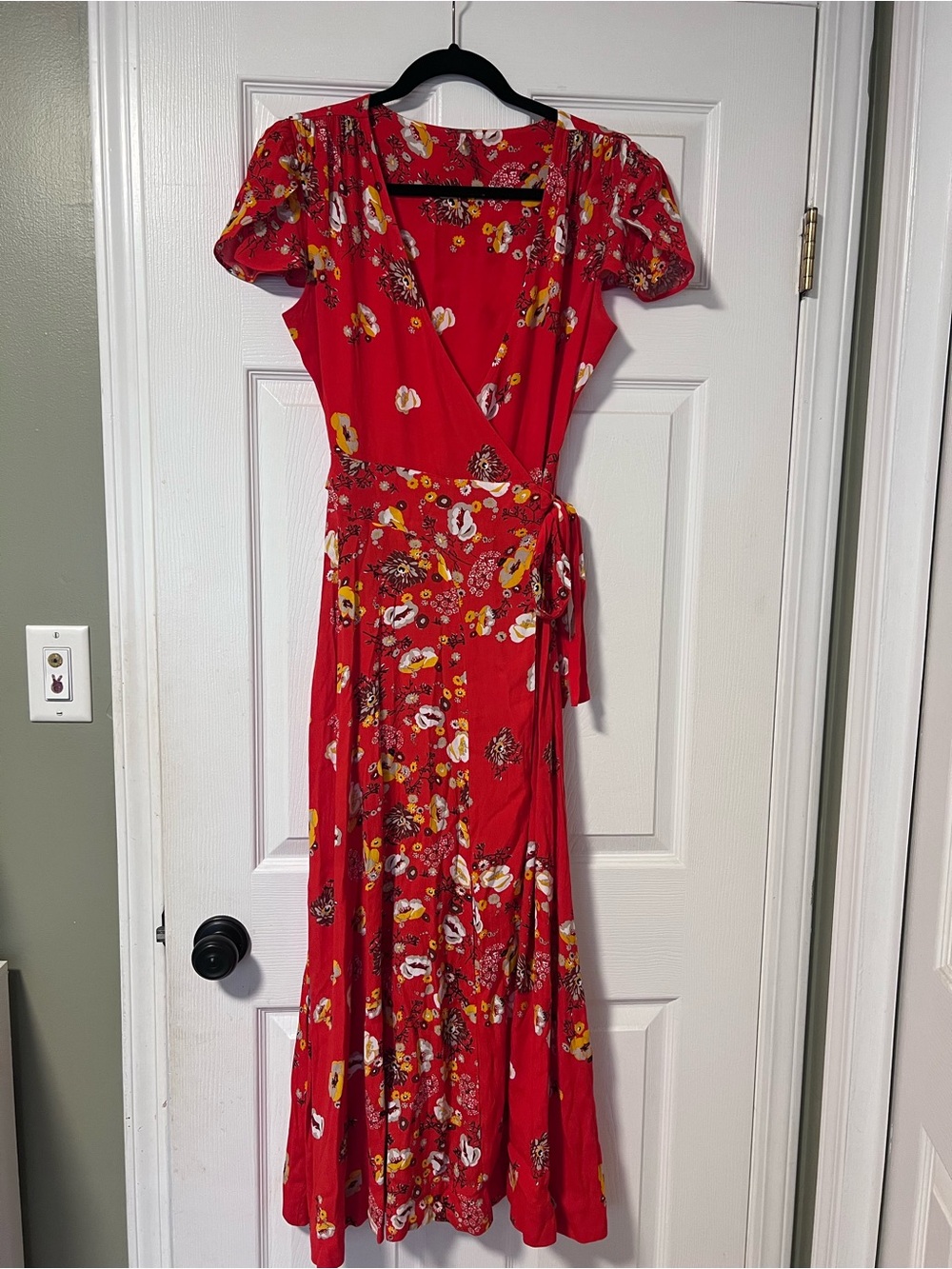 Free People Red Floral Wrap Maxi Dress